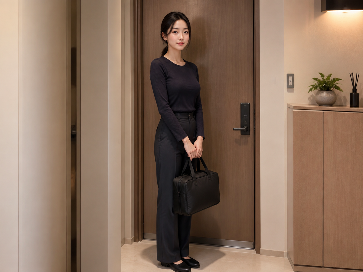 인천공항 방문 홈케어 일정을 준비하는 젊은 성인 한국 여성 관리사